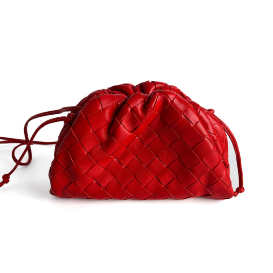 Intrecciato Nappa Leather 2-Ways Clutch Red
