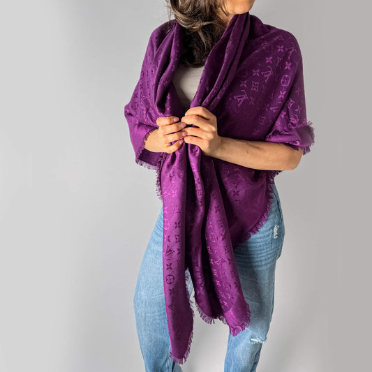 Classic Wool & Silk Foulard Purple