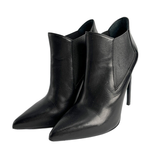 Chelsea Calfksin Leather High Heel Ankle Boots 40 1/2 Black