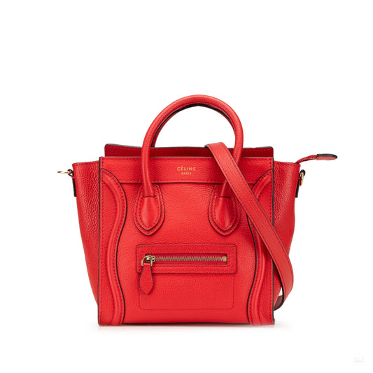 322605109 Celine Nano Leather Luggage Tote Red 1