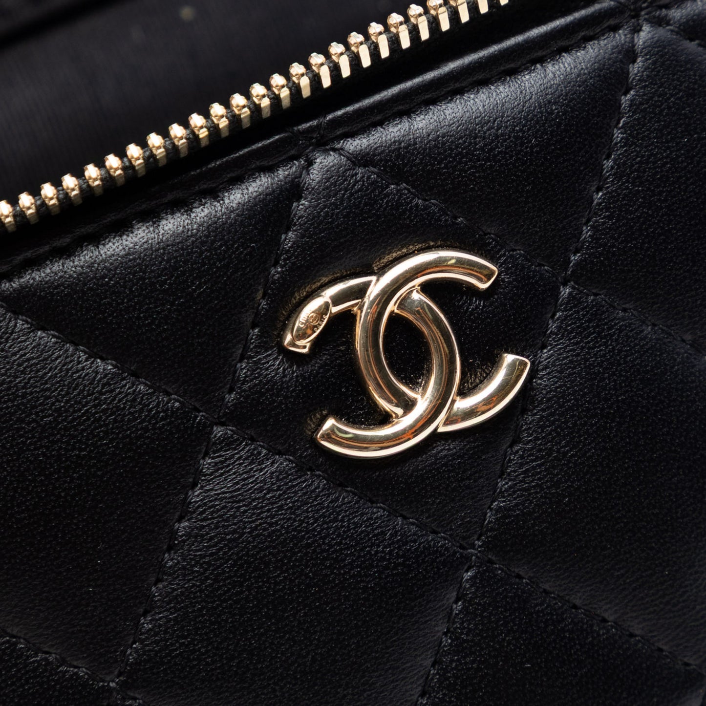Vanity Case Mini Lambskin Leather Quilted Handbag Black