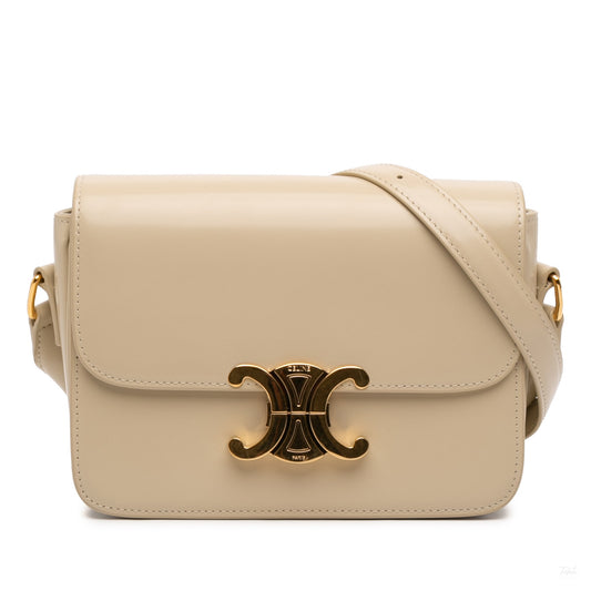 322606058 Celine Teen Shiny Calfskin Triomphe Crossbody Beige 1
