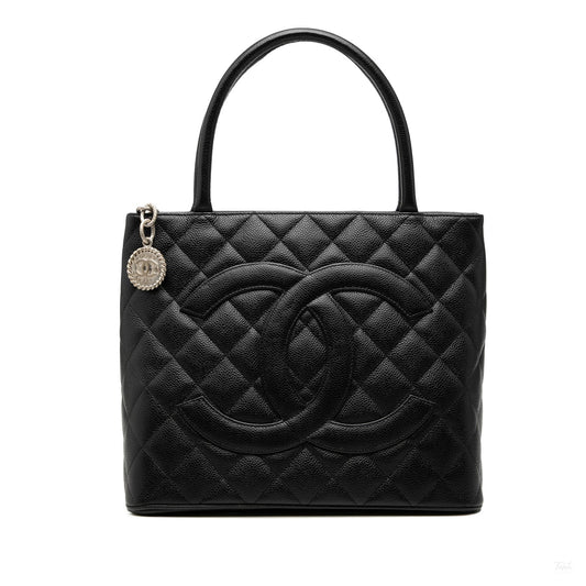 322606095 Chanel Caviar Medallion Tote Black 1