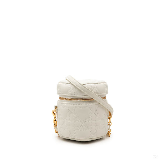 322606129 DiorAmour Micro Lambskin Leather Cannage Vanity Case Handbag White 1