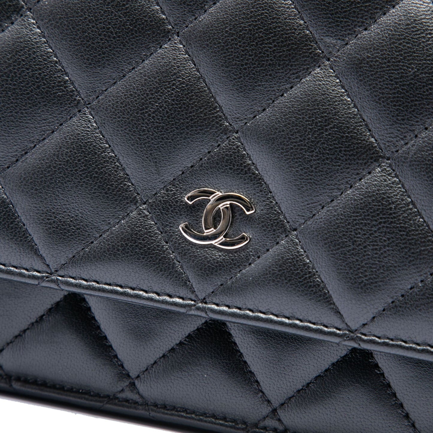 322607121 WOC Lambskin Leather Quilted Flap Crossbody Black 5