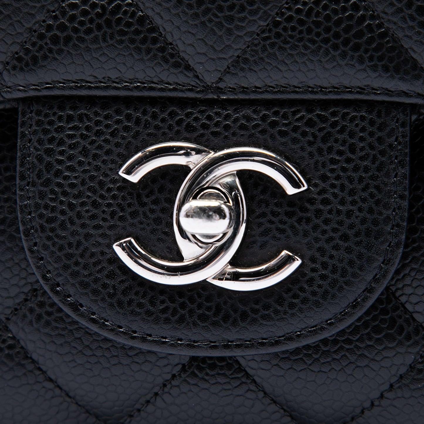 322608020 Classic Single Flap Jumbo Caviar Leather Matelassè Handbag Black 5