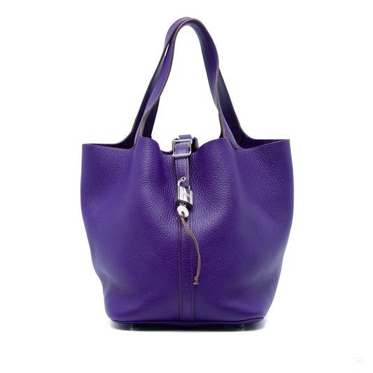 322608064 Picotin 22 Leather Lock Bucket Handbag Purple 1