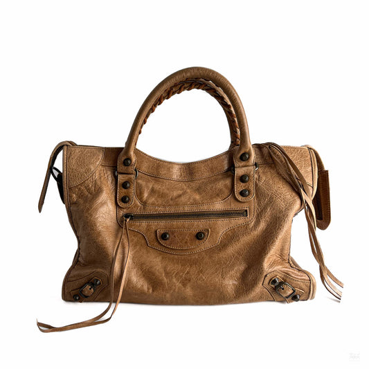 Second hand Balenciaga City Leather Shoulder Bag Beige - Tabita Bags