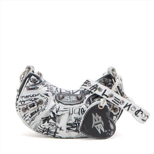 Second hand Balenciaga Le Cagole XS Arena Lambskin Leather 2 - Ways Hobo Bag Black & White - Tabita Bags