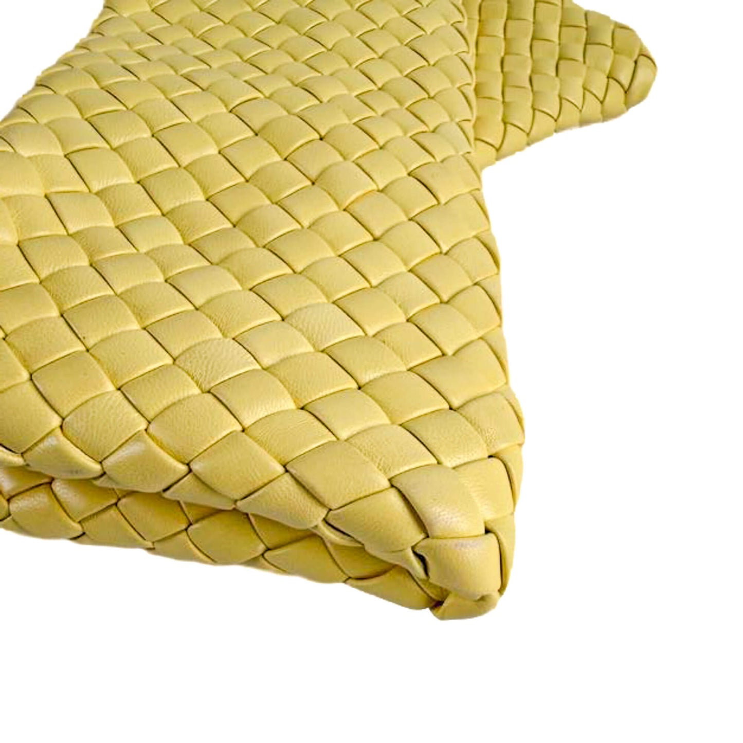 Second hand Bottega Veneta Crisscross Nappa Leather Intrecciato Clutch With Chain Bag Yellow - Tabita Bags