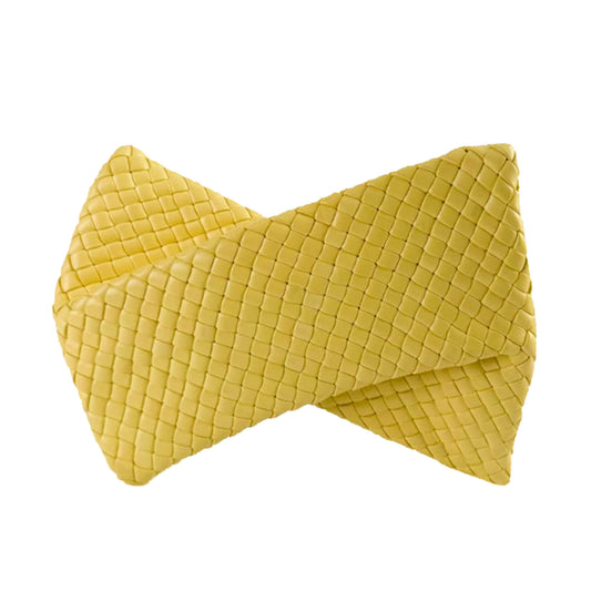 Second hand Bottega Veneta Crisscross Nappa Leather Intrecciato Clutch With Chain Bag Yellow - Tabita Bags