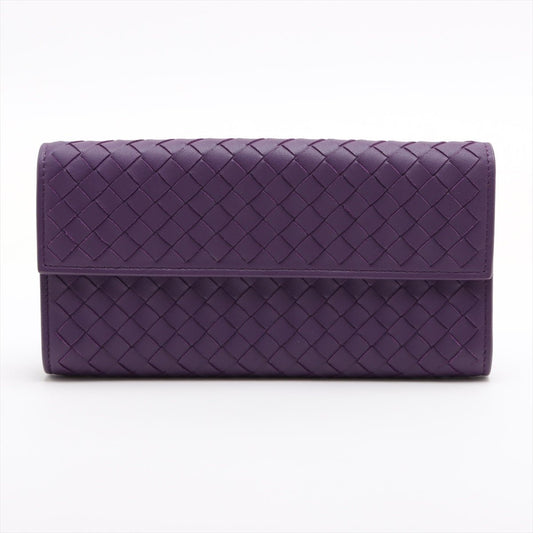 Second hand Bottega Veneta Long Flap Wallet Intrecciato Nappa Leather Purple - Tabita Bags