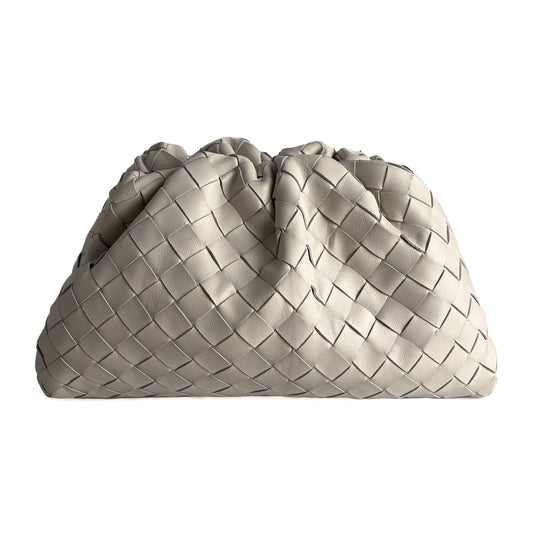 Second hand Bottega Veneta Pouch Small Intrecciato Leather Pouch Clutch White - Tabita Bags