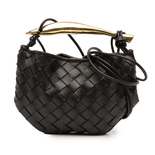 Second hand Bottega Veneta Sardine Lambskin Leather Crossbody Black - Tabita Bags