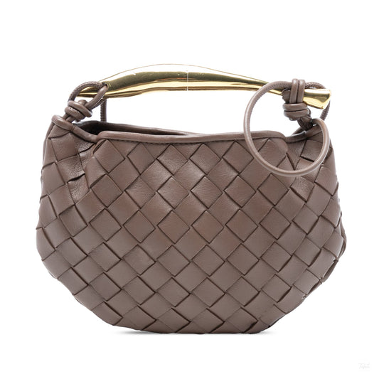 Second hand Bottega Veneta Sardine Lambskin Leather Crossbody Brown - Tabita Bags