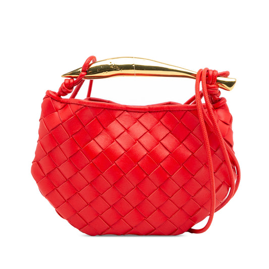 Second hand Bottega Veneta Sardine Lambskin Leather Crossbody Red - Tabita Bags