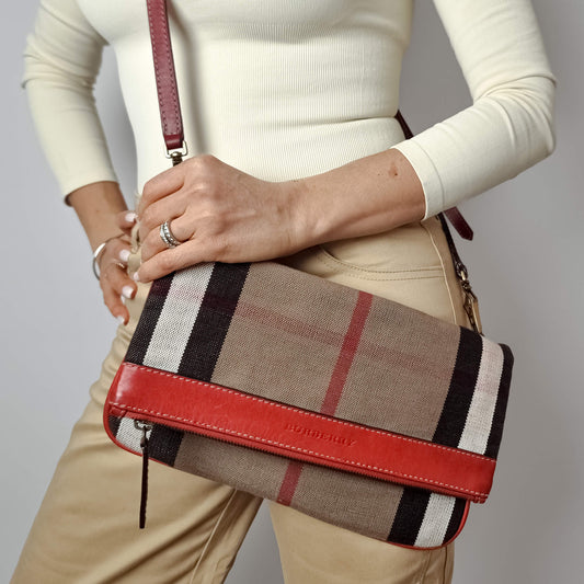 Second hand Burberry Satchel Crossbody Canvas Archive Beige Check - Tabita Bags