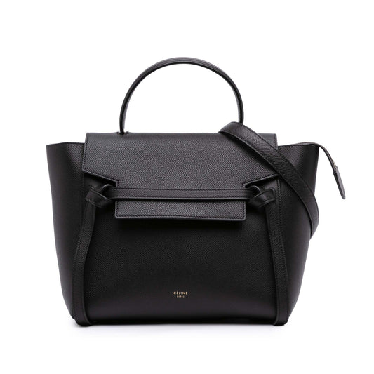 Second hand Céline Belt Bag Micro Grained Calfskin Leather 3 - Ways Tote Bag Black - Tabita Bags
