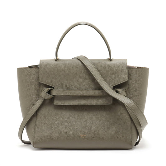 Second hand Céline Belt Bag Micro Grained Calfskin Leather 3 - Ways Tote Bag Military Green - Tabita Bags