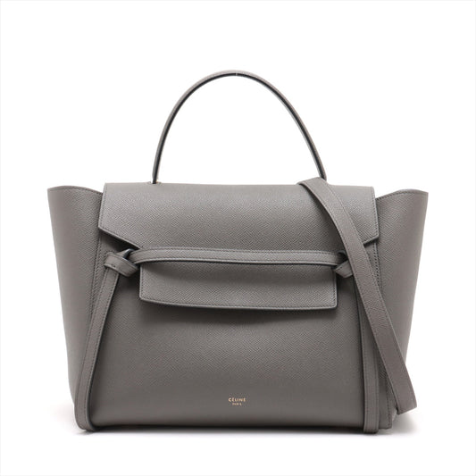 Second hand Céline Belt Bag Mini Grained Calfskin Leather 3 - Ways Tote Handbag Grey - Tabita Bags