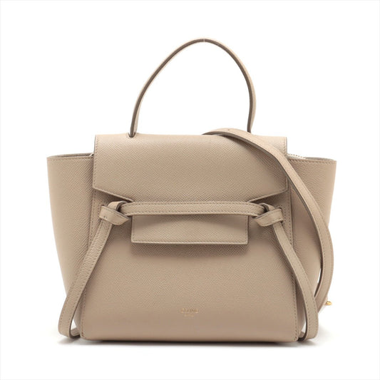 Second hand Céline Belt Bag Nano Grained Calfskin Leather 3 - Ways Tote Bag Check Beige - Tabita Bags