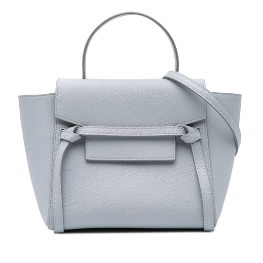 Second hand Céline Belt Bag Nano Grained Calfskin Leather 3 - Ways Tote Bag Grey - Tabita Bags