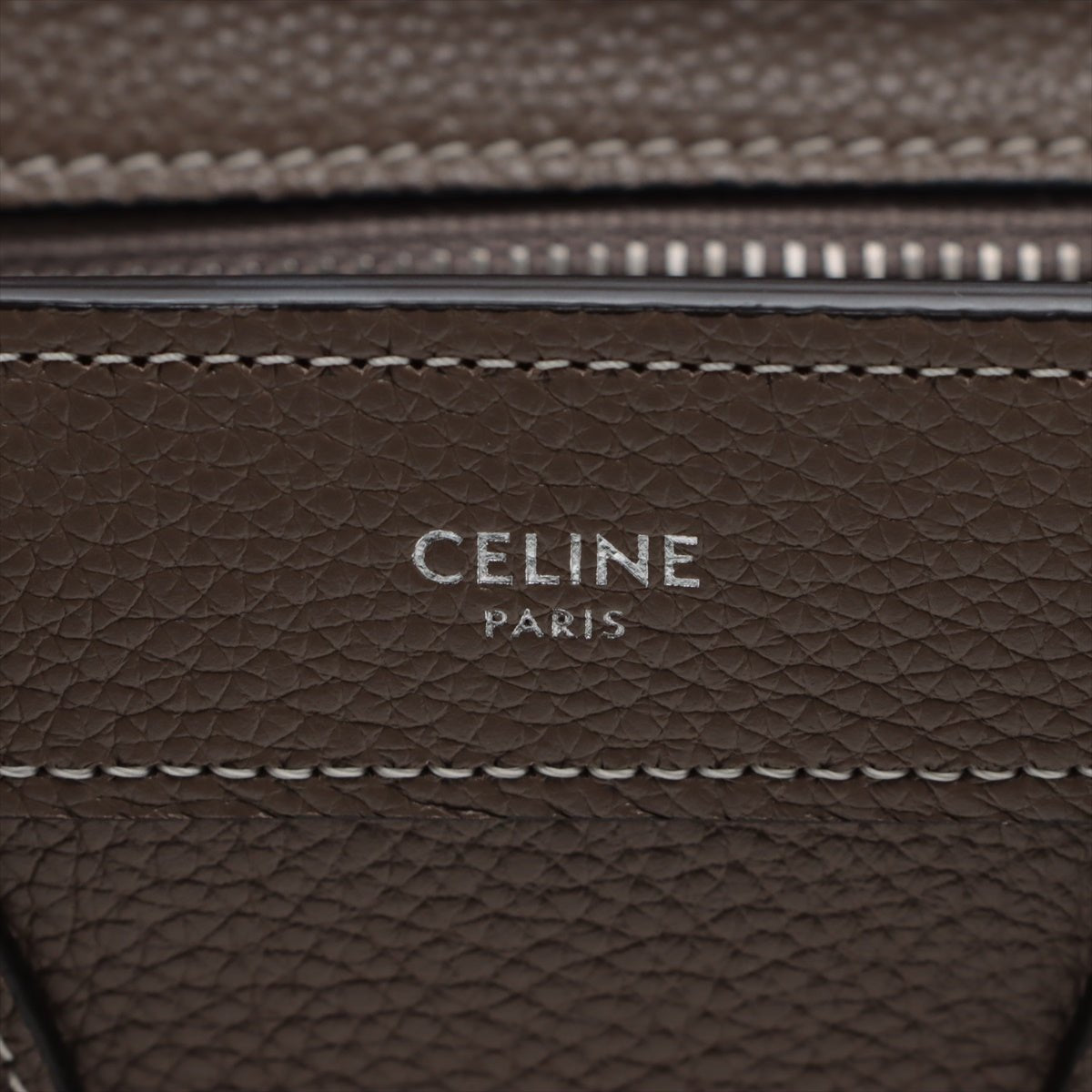 Second hand Céline Luggage Nano Drummed Calfskin Leather 2-Ways Tote Bag Grey - Tabita Bags