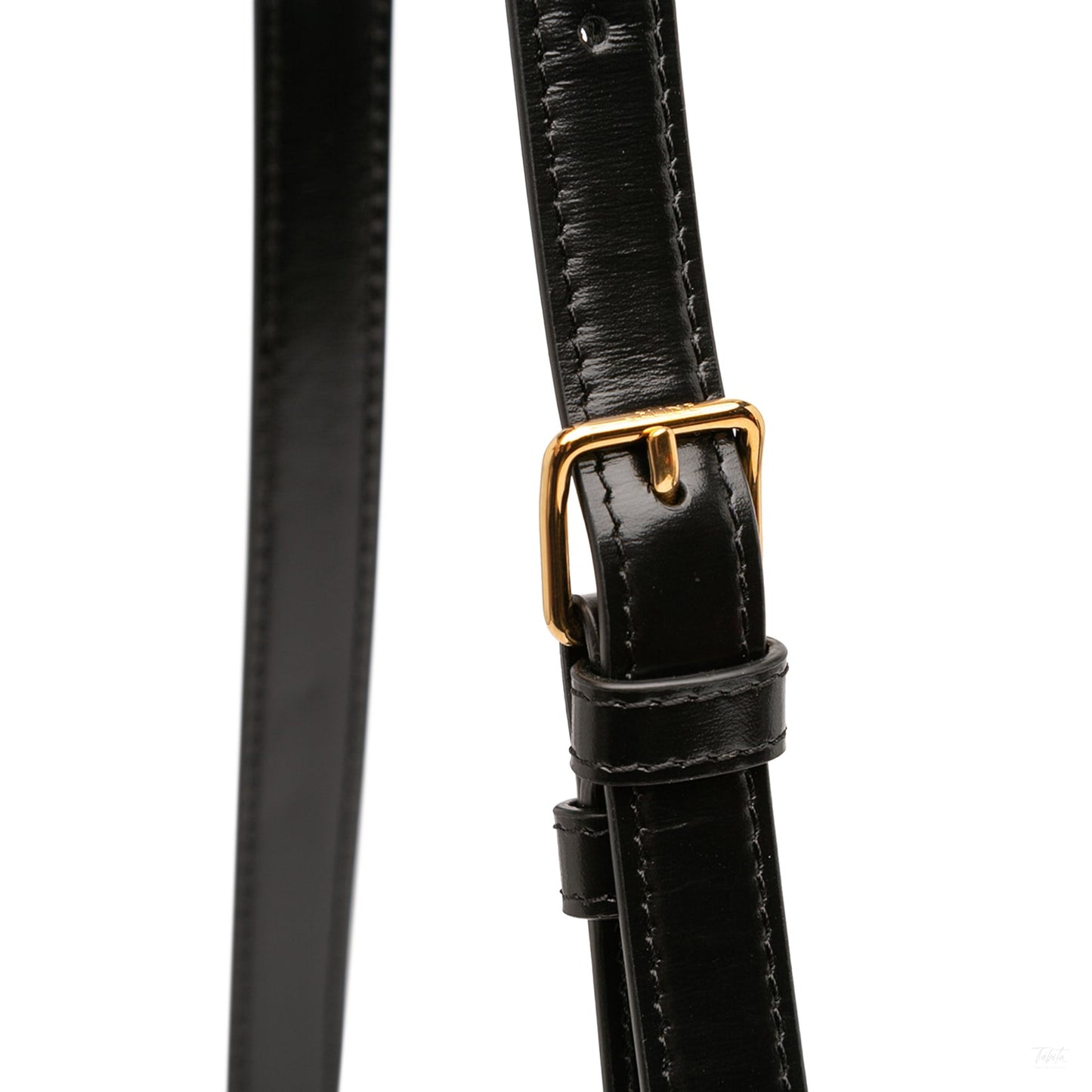 Second hand Céline Triomphe Teen Shiny Calfskin Leather Flap Crossbody Black - Tabita Bags