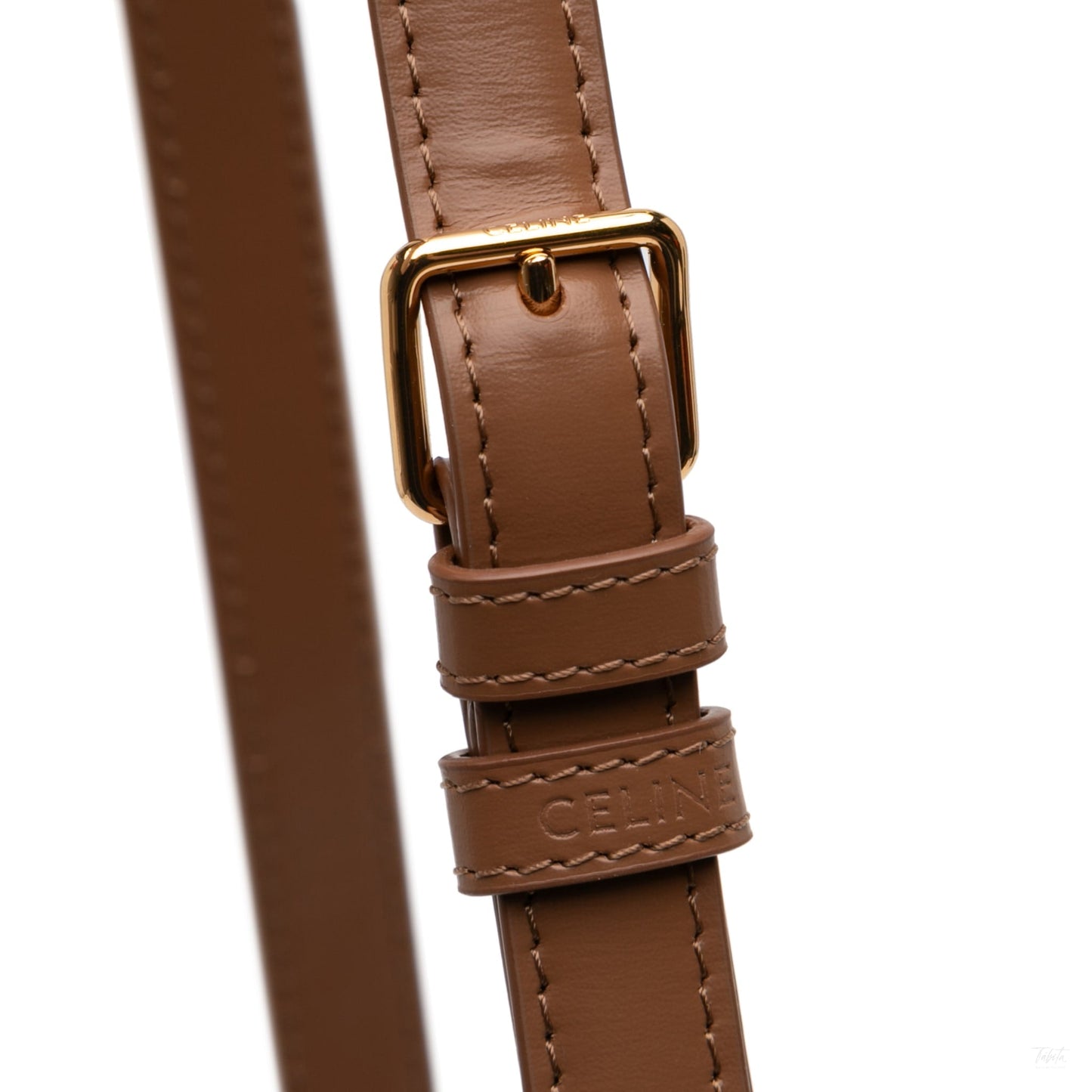 Second hand Céline Triomphe Teen Shiny Calfskin Leather Flap Crossbody Brown - Tabita Bags