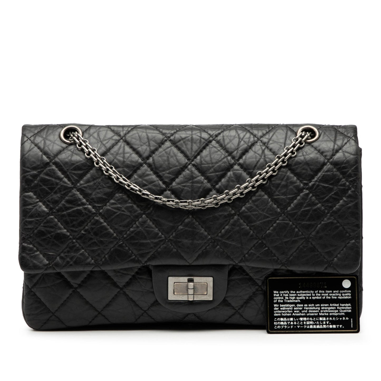Second hand Chanel 2.55 Reissue Maxi Calfskin Leather Matelassè Flap Shoulder Bag Black - Tabita Bags