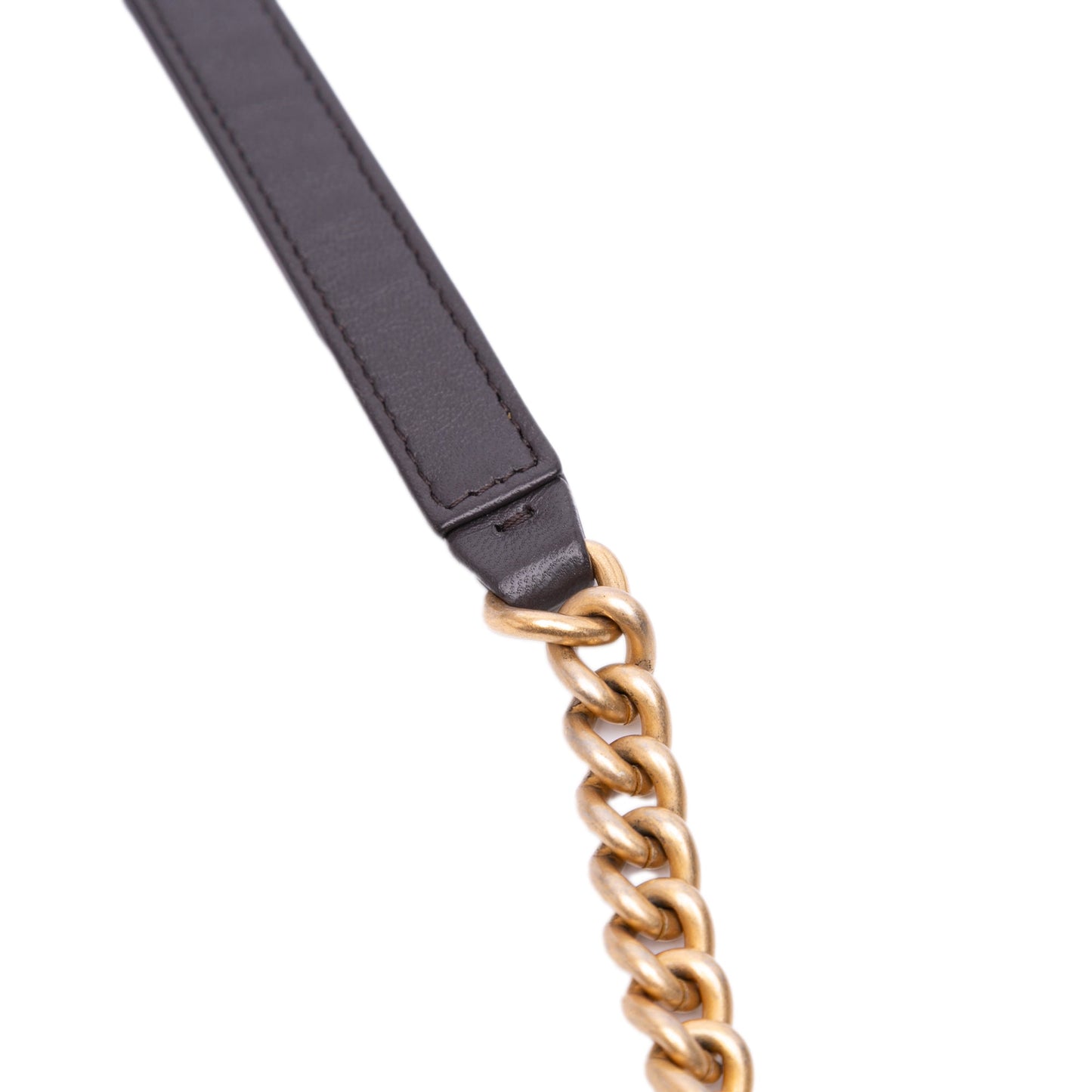 Second hand Chanel Boy Quilted Lambskin Leather Wallet on Chain Crossbody Brown - Tabita Bags