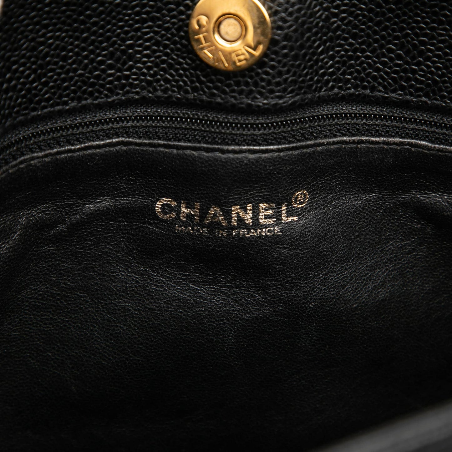 Second hand Chanel CC Caviar Leather Chain Tote Shoulder Bag Black - Tabita Bags