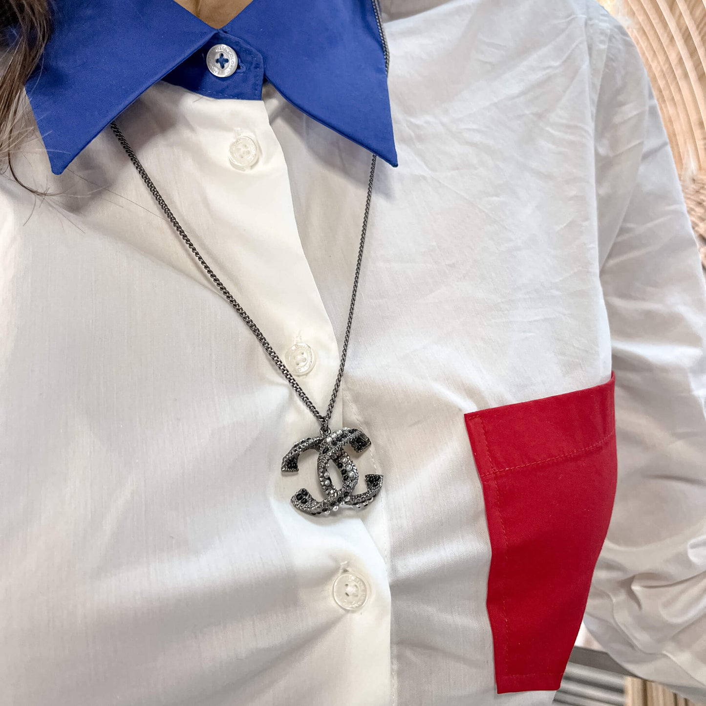 Second hand Chanel CC Metal Necklace Bicolor - Tabita Bags