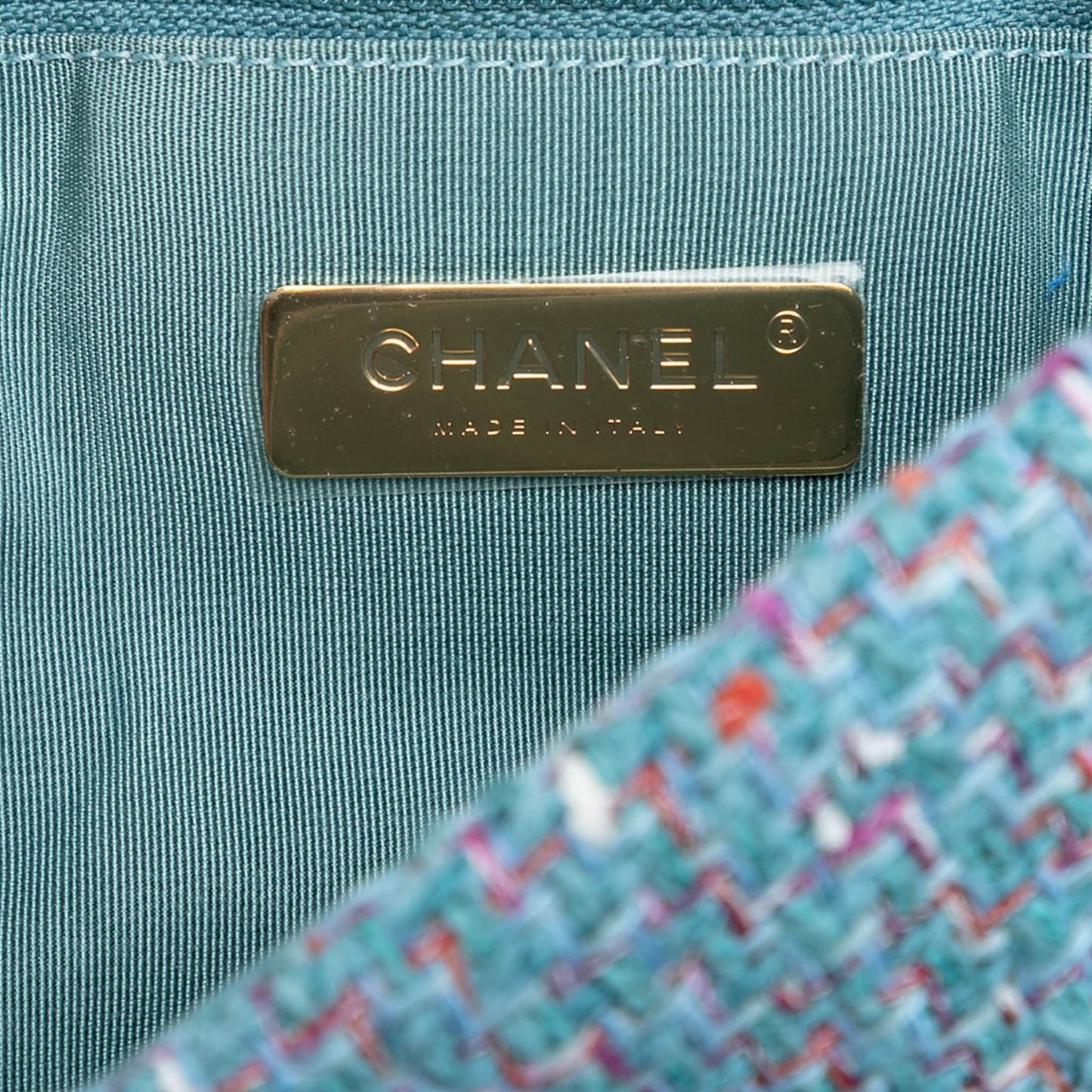 Second hand Chanel CHANEL 19 Large Tweed Matelassè Flap Handbag Blue - Tabita Bags