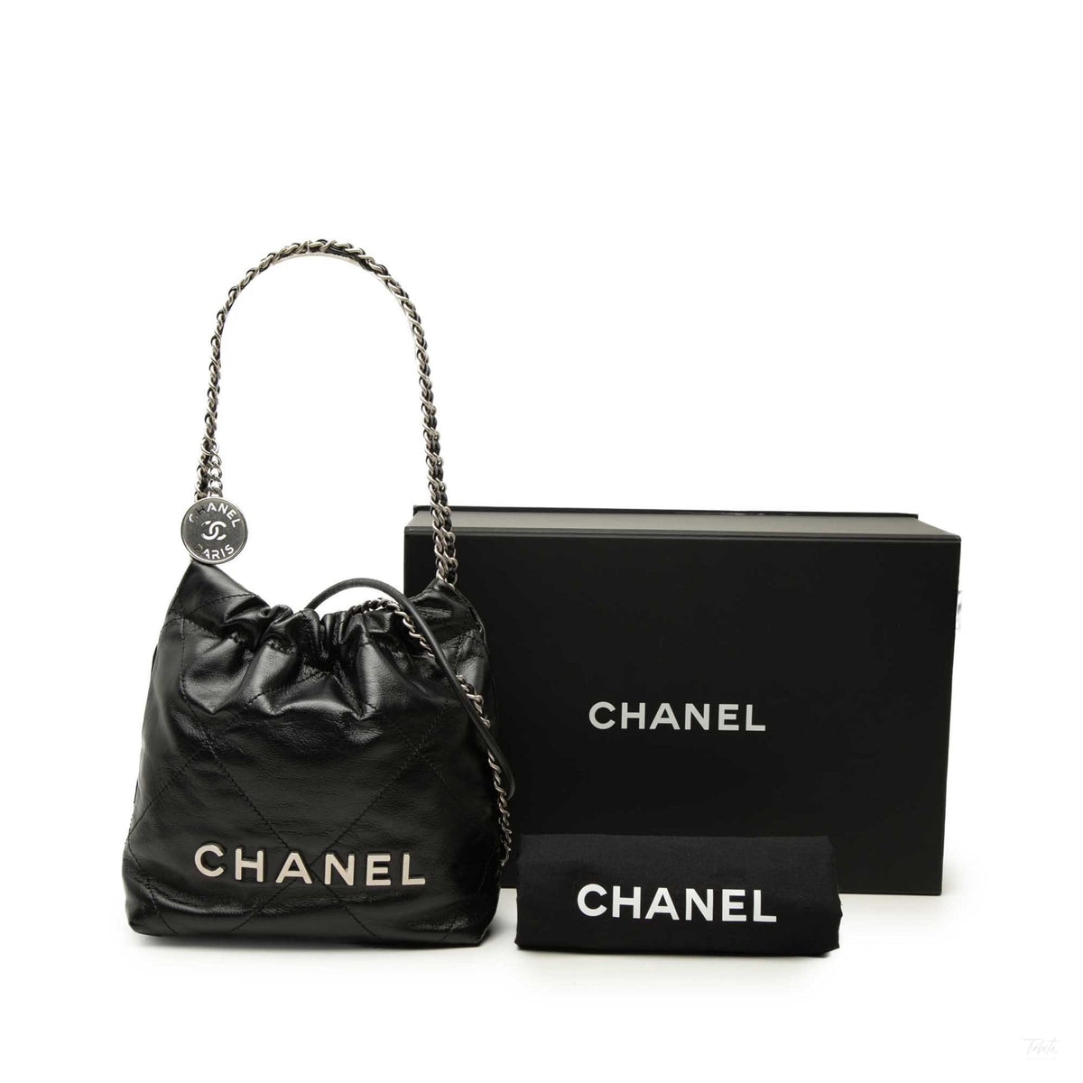 Second hand Chanel Chanel 22 Mini Leather Bucket Crossbody Black - Tabita Bags