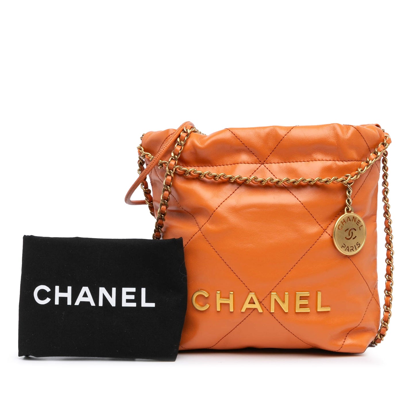 Second hand Chanel Chanel 22 Mini Leather Bucket Crossbody Orange - Tabita Bags