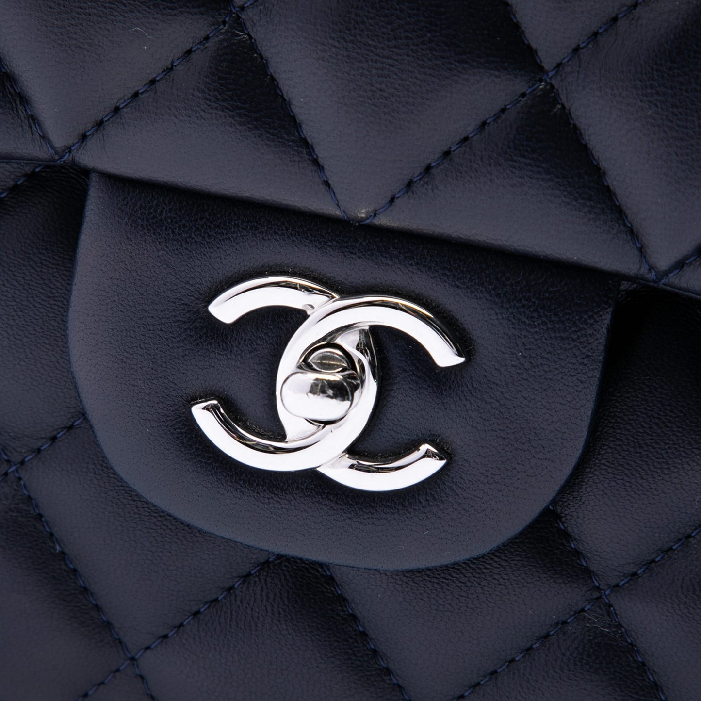 Second hand Chanel Classic Double Flap Jumbo Lambskin Leather Matelassè Handbag Blue - Tabita Bags