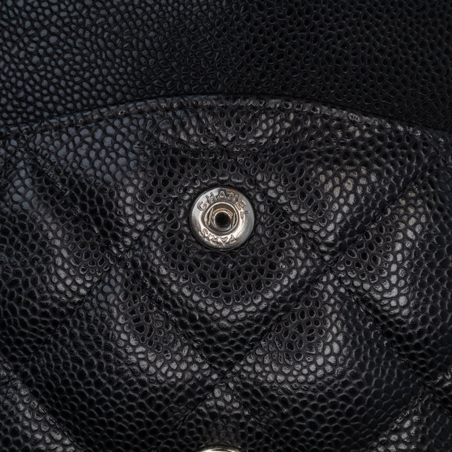 Second hand Chanel Classic Double Flap Jumbo Matelassè Caviar Leather 2 - Ways Flap Handbag Black - Tabita Bags