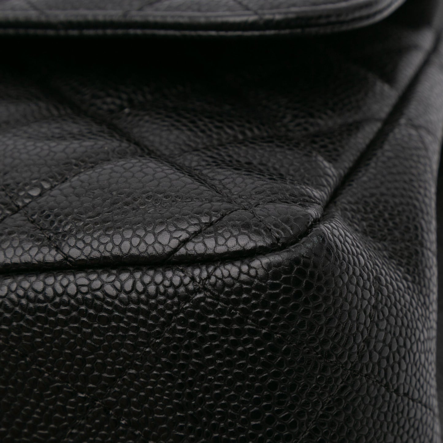 Second hand Chanel Classic Double Flap Jumbo Matelassè Caviar Leather 2 - Ways Flap Handbag Black - Tabita Bags