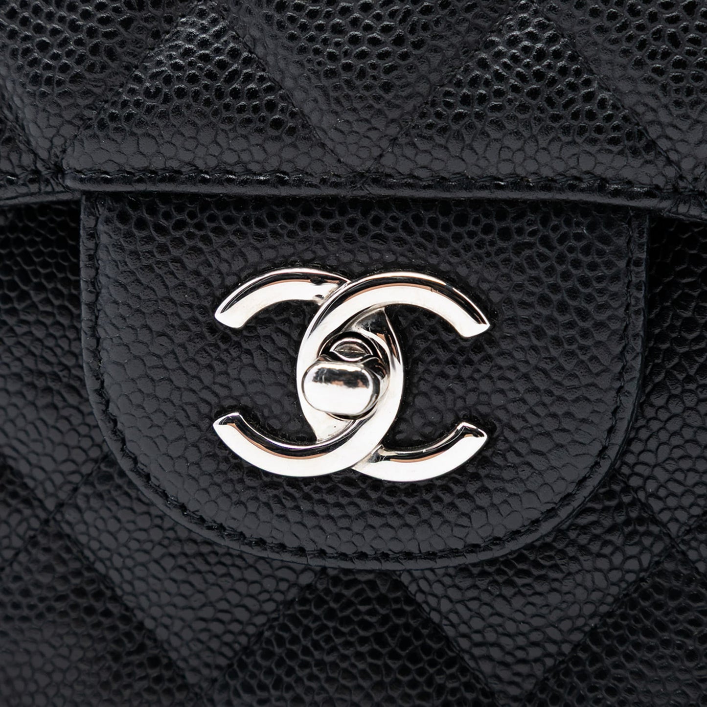 Second hand Chanel Classic Double Flap Jumbo Matelassè Caviar Leather Flap Handbag Black - Tabita Bags