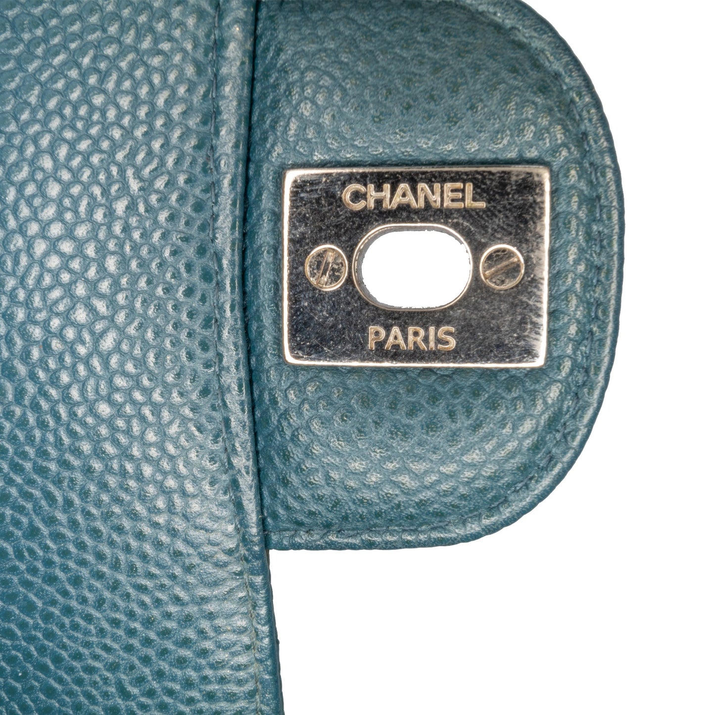 Second hand Chanel Classic Double Flap Medium Caviar Leather Chevron Shoulder Bag Blue - Tabita Bags