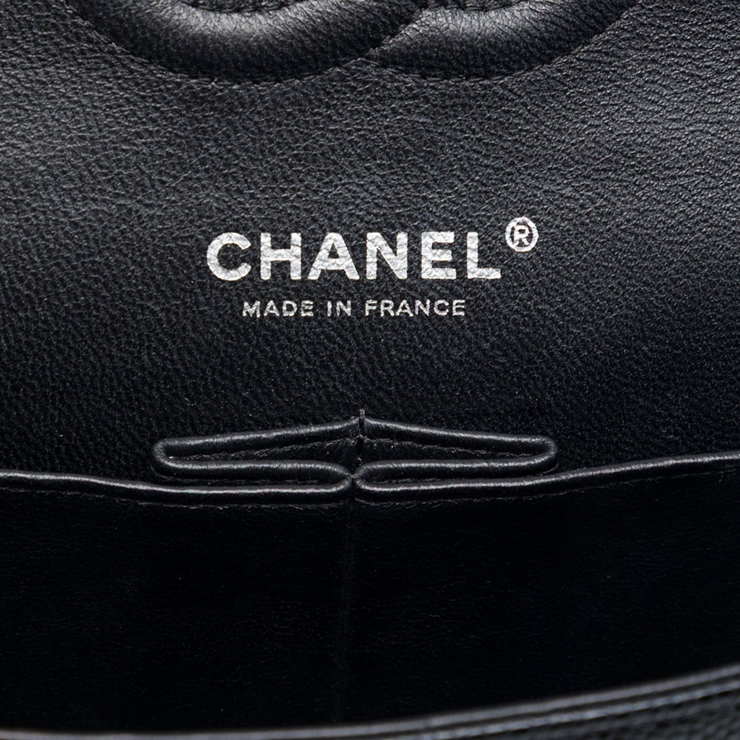 Second hand Chanel Classic Double Flap Medium Caviar Leather Matelassè Shoulder Bag Black - Tabita Bags