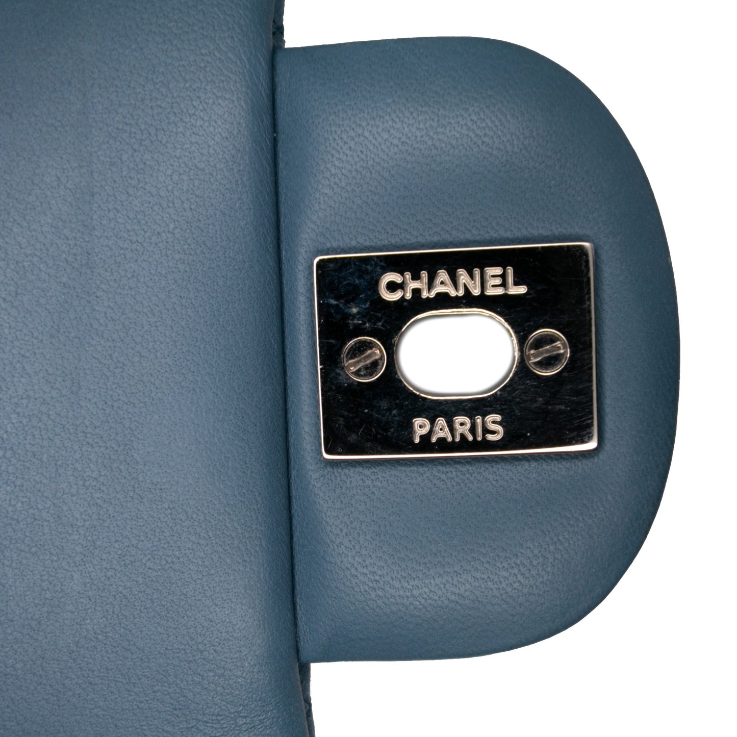 Second hand Chanel Classic Double Flap Medium Lambskin Leather Matelassè Shoulder Bag Blue - Tabita Bags