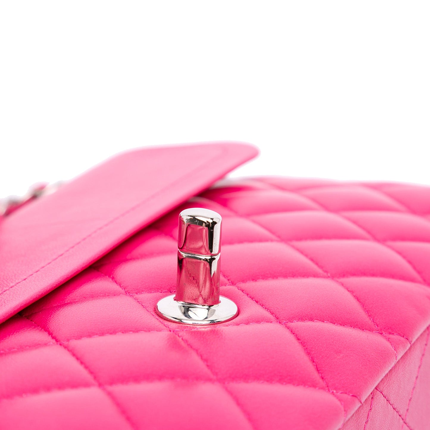 Second hand Chanel Classic Double Flap Medium Lambskin Leather Matelassè Shoulder Bag Pink - Tabita Bags