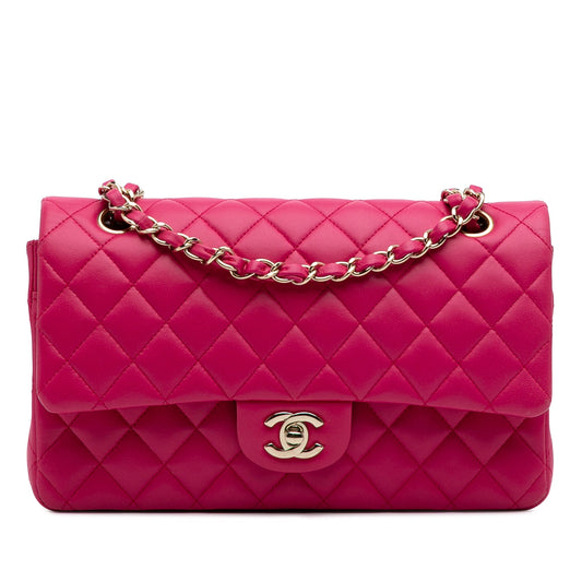 Second hand Chanel Classic Double Flap Medium Matelassè Caviar Leather Flap Shoulder Bag Pink - Tabita Bags
