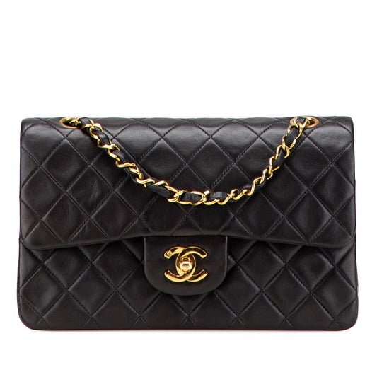 Second hand Chanel Classic Double Flap Small Matelassè Lambskin Flap Shoulder Bag Black - Tabita Bags