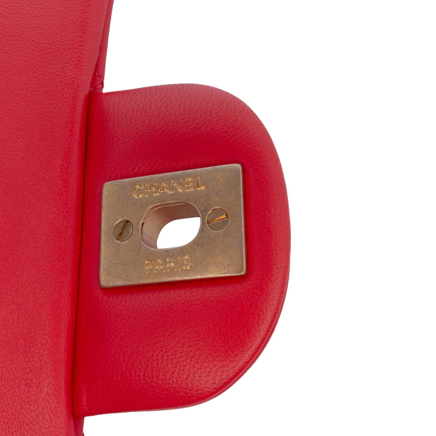 Second hand Chanel Classic Single Flap Mini Lambskin Leather Matelassè Shoulder Bag Red - Tabita Bags