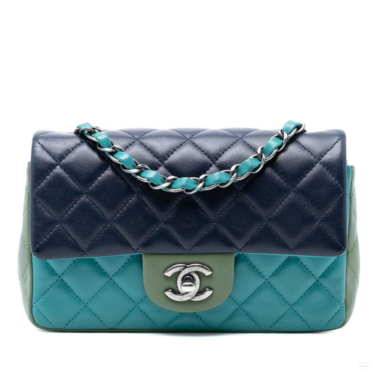 Second hand Chanel Classic Single Flap Mini Lambskin Leather Matelassè Shoulder Bag Tricolor - Tabita Bags