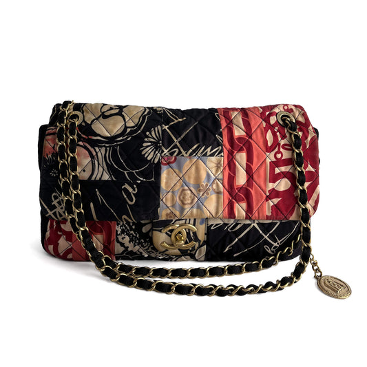 Second hand Chanel Classic Single Flap Patchwork Matelassè Cotton 2 - Ways Flap Crossbody Multicolor - Tabita Bags