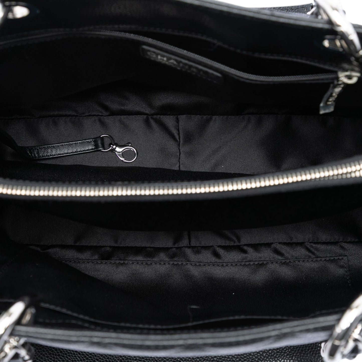 Second hand Chanel GST Quilted Caviar Leather Shopper Bag Black - Tabita Bags